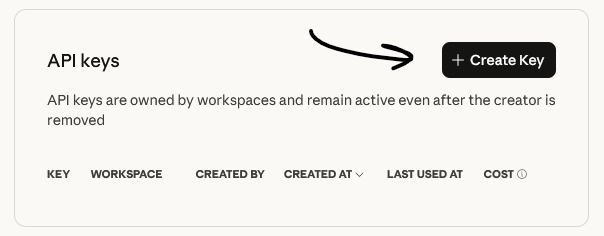 Create a new API key